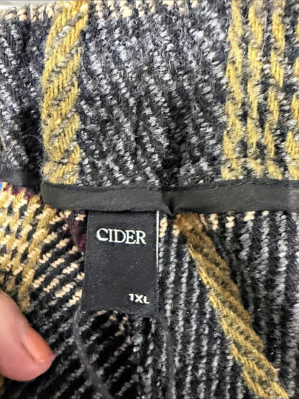 CIDER Tweed Plaid Button Up Wide Leg Jumpsuit Black & Yellow XL - Picture 7 of 8